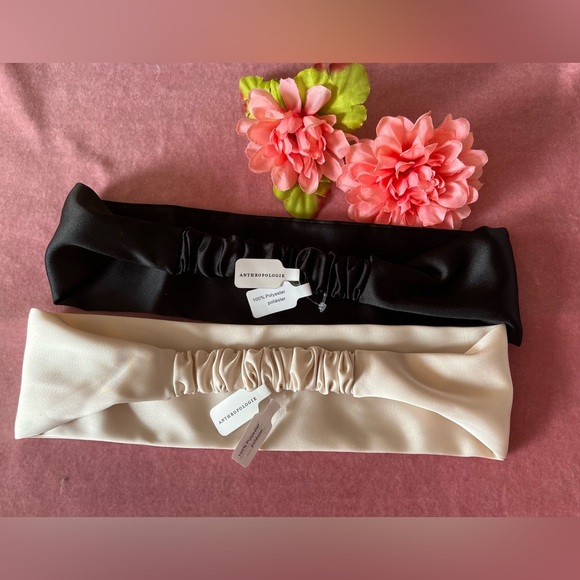 ANTHROPOLOGIE Clubhouse Scarf 2 Cream & Black Headbands - Picture 9 of 10